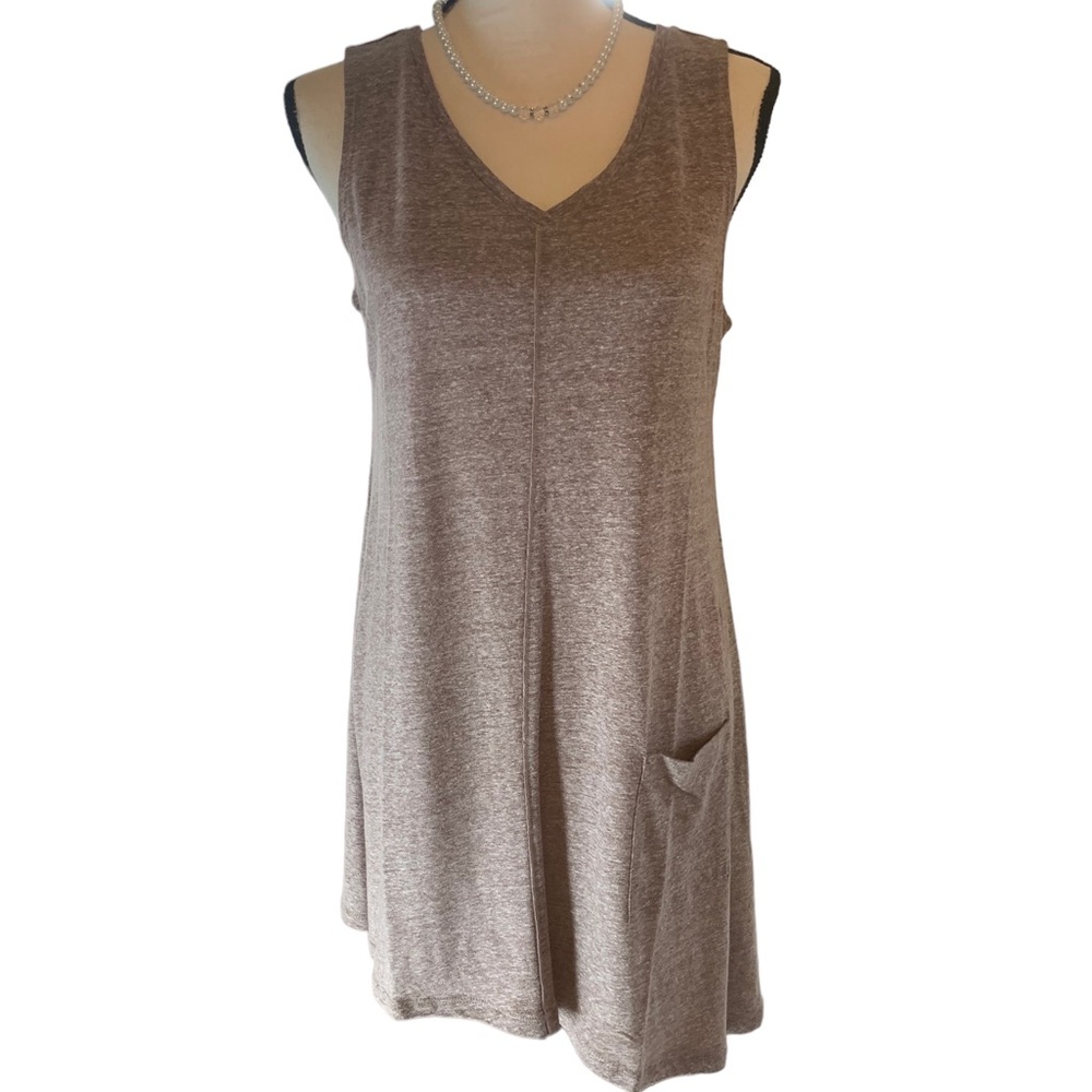 New LOGO taupe stretch cotton dress
